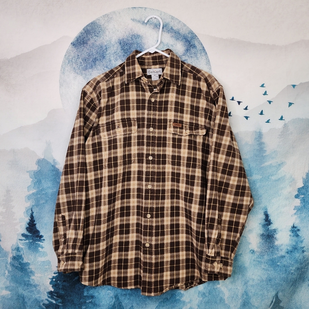Carhartt Plaid Long Sleeve Flannel Button Up Men's Medium
